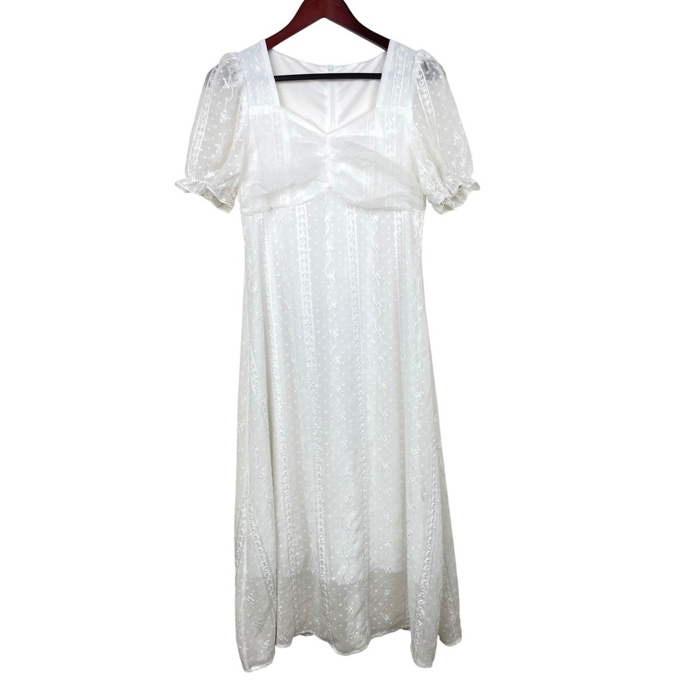 Vintage Dress Sz M Babydoll Empire Midi Regency Romantic Cottage Party Fairy